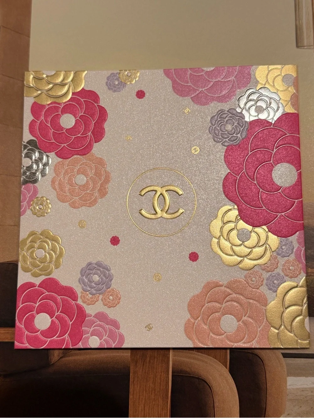 CHANEL Shimmery Pink, Gold, Silver Greeting Card. 🩷🏆🩶🩷🏆🩶